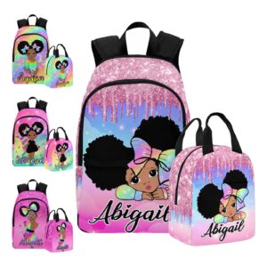 interestprint custom girls backpack with lunch box, customized multiple bookbag lunch bag set with name personalized shoulder bag casual daypack for daughter niece