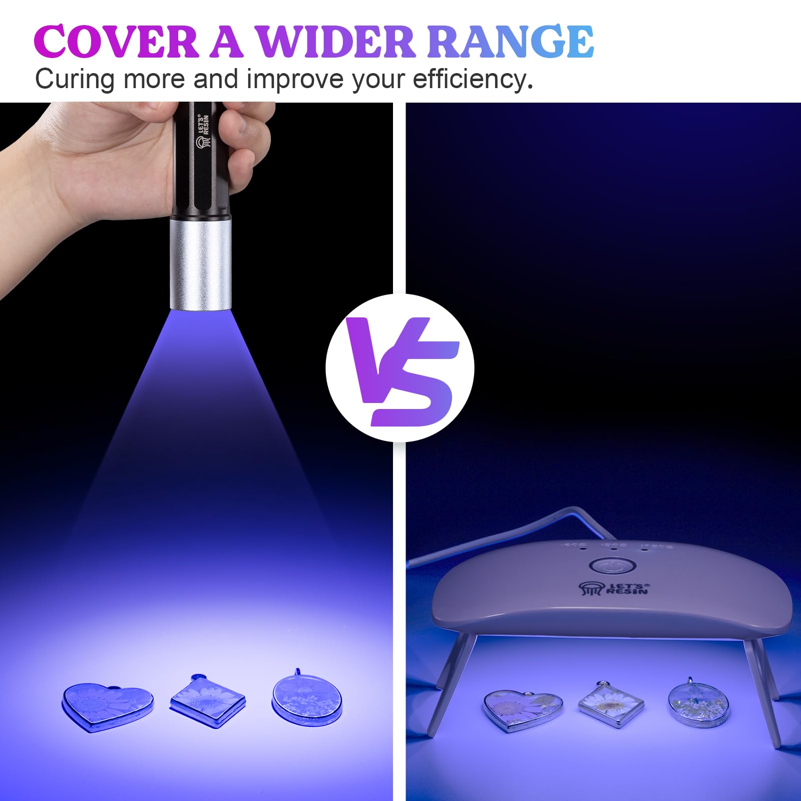 LET'S RESIN UV Light for Resin Curing, Portable Mini 365nm UV Flashlight Black Light, Faster Cure LED Waterproof UV Lamp Rechargeable for Resin Molds, Pet Urine, Dry Stains, Bed Bug