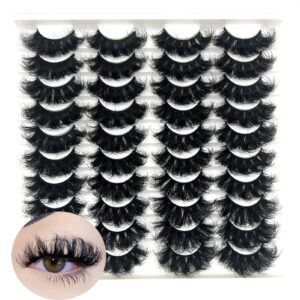 ifsowdra dramatic lashes mink 8d volume curly fake lashes wispy full 20mm/25mm mink lashes long 20 pairs false eyelashes d curl strip lashes pack