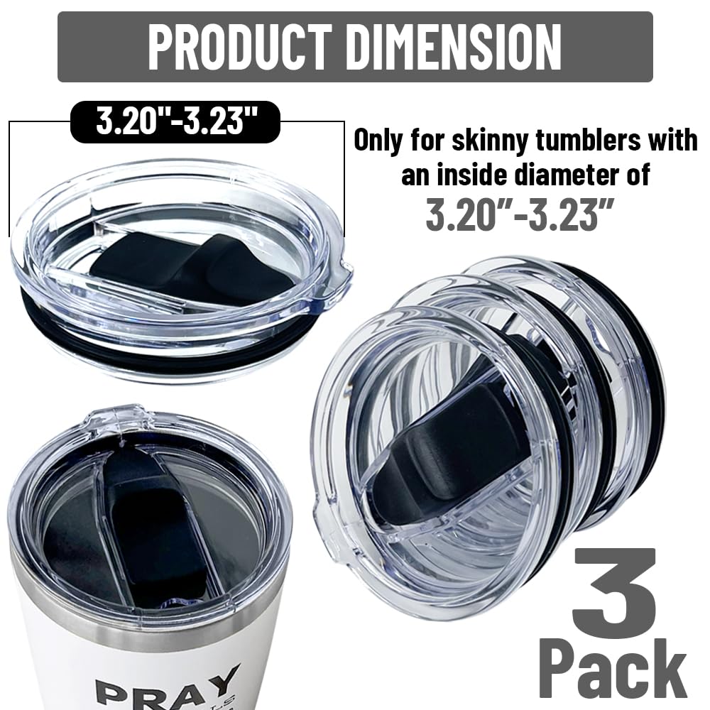 BEEYOND 20 oz Tumbler Lids (3 Pack), Fits for 20 oz YETI Rambler, Atlin, Juro, SUNWILL, Umite Chef and More,3 Pack Spill-proof Lids,Covers for 20 Ounce Tumbler, 3.25in Cup