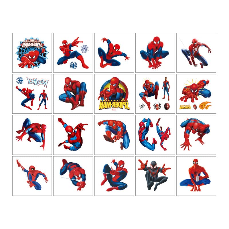 JCQAYB 40pcs Spider Temporary Tattoos for Kids,Spider Birthday Party Supplies Favors Decorations Cute Fake Tattoos Stickers Spider Party Decorations