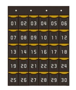 numbered hanging pocket chart, classroom mobile phone bag digital pocket, wall door hanging organizer for teacher student hanging cards cell phones sundries (fuchsia, 30 pockets)