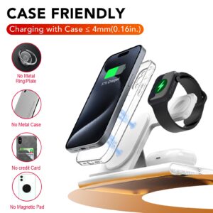 3 in 1 Foldable Charging Station for Apple Products,Fast Wireless Charger Travel Dock Adapter&Light for iPhone 15/14/13/12/11/X/XS/XR 8,iWatch Ultra2/9/Ultra/8/7/6/SE/5/4/3,Air Pods 3/2/Pro/2 (White)