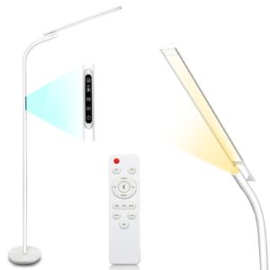 fistone led floor lamp, floor lamps with stepless adjustable 3000k-6000k colors & brightness, remote & touch control reading floor lamps, adjustable gooseneck standing floor lamp for bedroom office