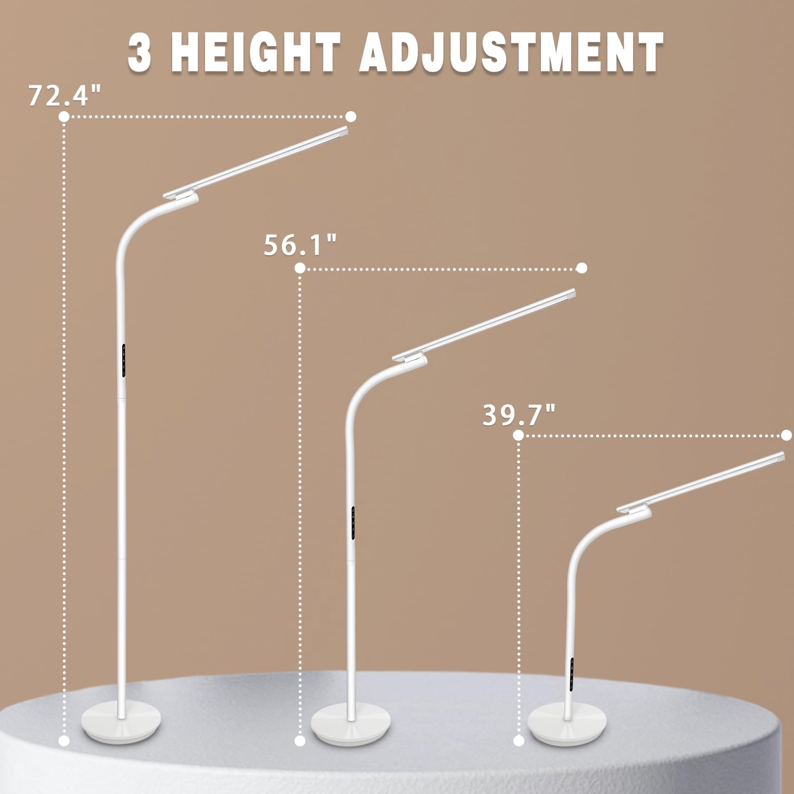 Fistone LED Floor Lamp, Floor Lamps with Stepless Adjustable 3000K-6000K Colors & Brightness, Remote & Touch Control Reading Floor Lamps, Adjustable Gooseneck Standing Floor Lamp for Bedroom Office