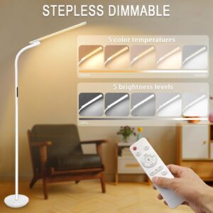 Fistone LED Floor Lamp, Floor Lamps with Stepless Adjustable 3000K-6000K Colors & Brightness, Remote & Touch Control Reading Floor Lamps, Adjustable Gooseneck Standing Floor Lamp for Bedroom Office