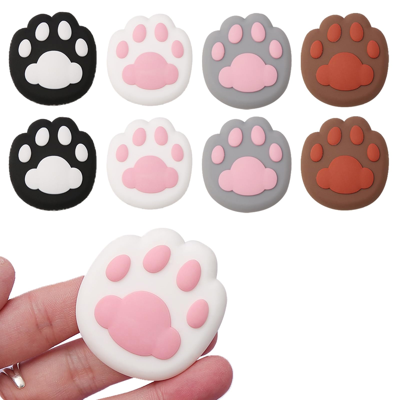 8 Pcs Door Stoppers for Wall, Door Knob Wall Protector Door Silencer Wall Covering Panels Door Bumper Self Adhesive Cute Cat's Paw Wall Decor