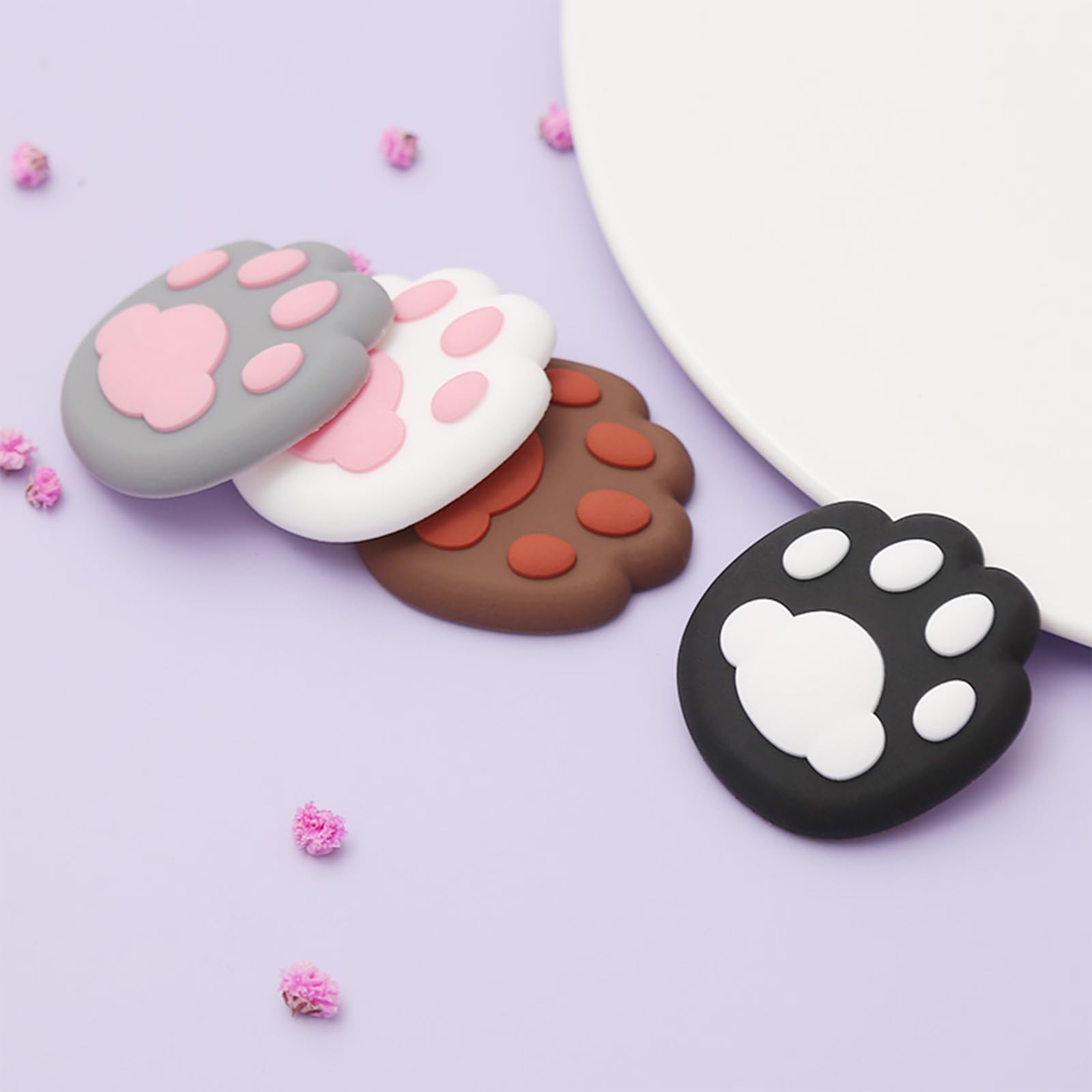 8 Pcs Door Stoppers for Wall, Door Knob Wall Protector Door Silencer Wall Covering Panels Door Bumper Self Adhesive Cute Cat's Paw Wall Decor