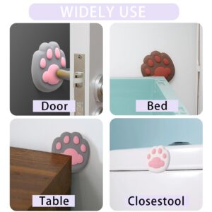 8 Pcs Door Stoppers for Wall, Door Knob Wall Protector Door Silencer Wall Covering Panels Door Bumper Self Adhesive Cute Cat's Paw Wall Decor