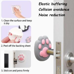 8 Pcs Door Stoppers for Wall, Door Knob Wall Protector Door Silencer Wall Covering Panels Door Bumper Self Adhesive Cute Cat's Paw Wall Decor