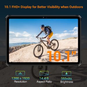 OUKITEL RT6 Rugged Tablet Android 13,20000mAh Long Lasting Battery,14GB+256GB (1TB Expandable),10.1”FHD+ Screen,16MP+16MP Camera Outdoor Tablet PC with Detachable Stand,4G Dual SIM/5G WiFi(Orange)