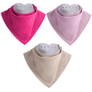 adult drool bandana bibs, large absorbent special needs bibs set for teens, adults, 4+ years boy girl men women, 3 packs (pink, purple, white)