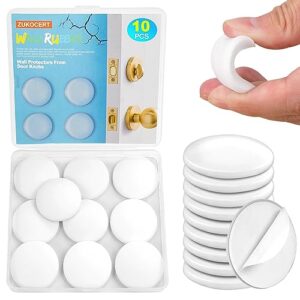 10-pack round door knob wall protector 1.57" white door stoppers wall protector with strong self-adhesive, quiet,shock absorbing wall protectors from door knobs for bedroom, kitchen, office