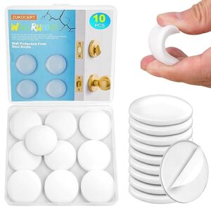 10-Pack Round Door Knob Wall Protector 1.57" White Door Stoppers Wall Protector with Strong Self-Adhesive, Quiet,Shock Absorbing Wall Protectors from Door Knobs for Bedroom, Kitchen, Office