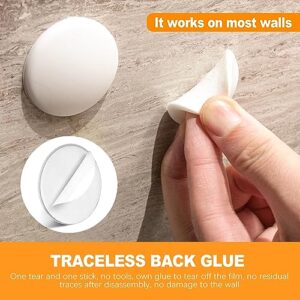 10-Pack Round Door Knob Wall Protector 1.57" White Door Stoppers Wall Protector with Strong Self-Adhesive, Quiet,Shock Absorbing Wall Protectors from Door Knobs for Bedroom, Kitchen, Office