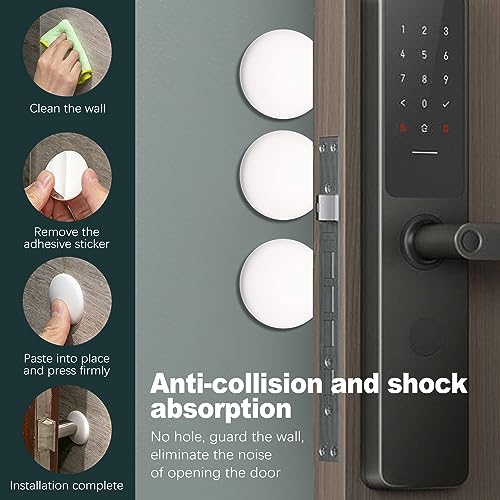 10-Pack Round Door Knob Wall Protector 1.57" White Door Stoppers Wall Protector with Strong Self-Adhesive, Quiet,Shock Absorbing Wall Protectors from Door Knobs for Bedroom, Kitchen, Office