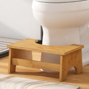 bamboo toilet stool poop stool for adults, step stool,poop stool for bathroom, waterproof and non slip squat stool adult bamboo toilet stool (6.7‘’h)