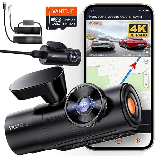 [ Bundle-3 Items: Vantrue N4 Pro 4K 3CH + 512GB SD Card + Hardwire Kit ] True 4K Wi-Fi 3-Channel Dashcam, STARVIS 2 IMX678 Night Vision, Infrared Cabin Camera, Voice Control GPS Car Cam for Uber