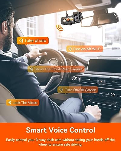 [ Bundle-3 Items: Vantrue N4 Pro 4K 3CH + 512GB SD Card + Hardwire Kit ] True 4K Wi-Fi 3-Channel Dashcam, STARVIS 2 IMX678 Night Vision, Infrared Cabin Camera, Voice Control GPS Car Cam for Uber