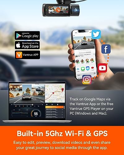 [ Bundle-3 Items: Vantrue N4 Pro 4K 3CH + 512GB SD Card + Hardwire Kit ] True 4K Wi-Fi 3-Channel Dashcam, STARVIS 2 IMX678 Night Vision, Infrared Cabin Camera, Voice Control GPS Car Cam for Uber