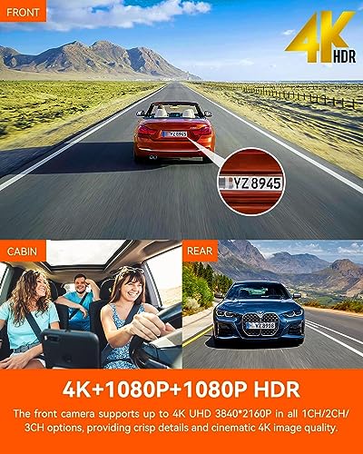 [ Bundle-3 Items: Vantrue N4 Pro 4K 3CH + 512GB SD Card + Hardwire Kit ] True 4K Wi-Fi 3-Channel Dashcam, STARVIS 2 IMX678 Night Vision, Infrared Cabin Camera, Voice Control GPS Car Cam for Uber