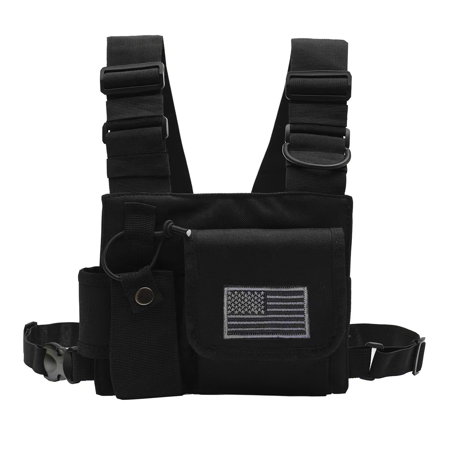 klykon Radio Chest Harness Chest Front Single Pack Pouch Holster Vest Rig for Motorola Midland Kenwood Baofeng Retevis Walkie Talkie with Reflective Strips Shoulder