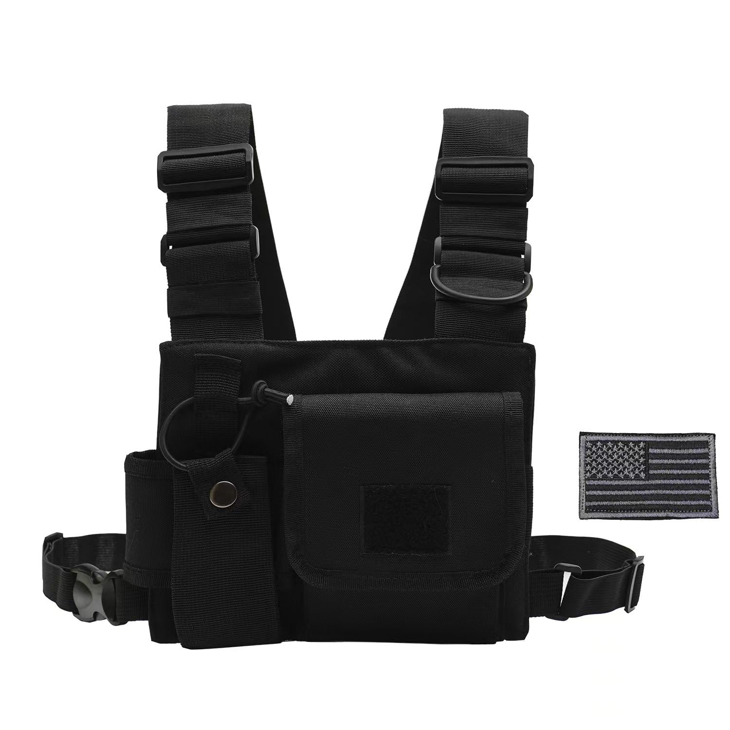 klykon Radio Chest Harness Chest Front Single Pack Pouch Holster Vest Rig for Motorola Midland Kenwood Baofeng Retevis Walkie Talkie with Reflective Strips Shoulder