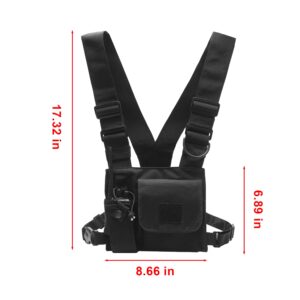 klykon Radio Chest Harness Chest Front Single Pack Pouch Holster Vest Rig for Motorola Midland Kenwood Baofeng Retevis Walkie Talkie with Reflective Strips Shoulder