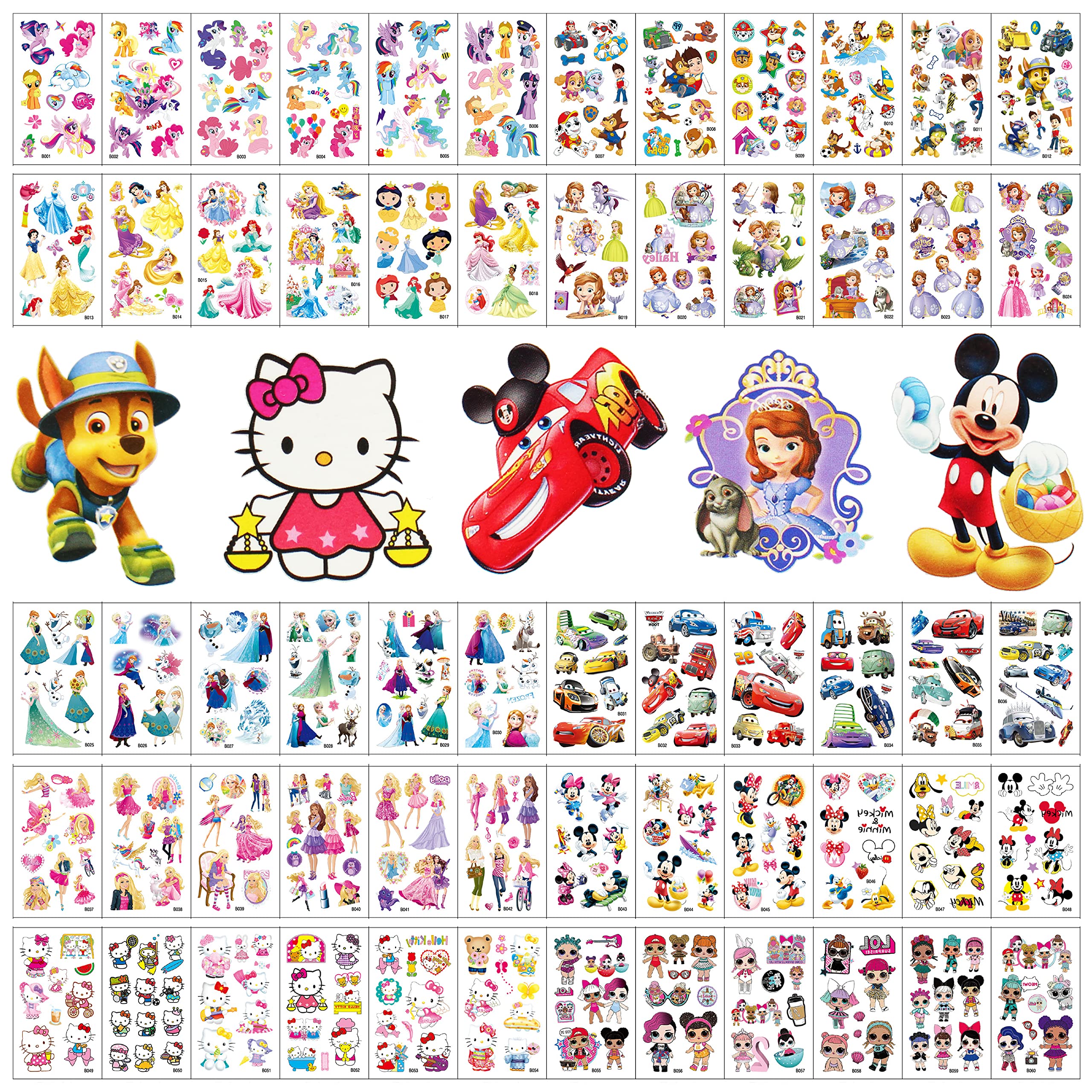 60 Sheets Temporary Tattoo fake tattoos Cute pattern stickers markers for Kids Toddlers Children Boys Girls