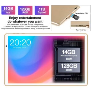 Tablet 10 inch Android 13 Tablets with 14GB RAM 128GB ROM, Octa-Core 2.0 GHz, 8000mAh Battery, 5G WiFi, Bluetooth 5.0, HD IPS Touchscreen, 5+8MP Camera Tablet with Keyboard Mouse Case, Gifts Gold