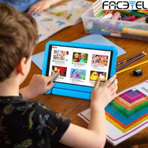 FACETEL Kids Tablet 8 inch Android 13 Tablet for Kids 7GB RAM 64GB ROM TF 512GB Parental Control, Puzzle Game, Bluetooth 5.0, Education, Dual Camera, Toddler Tablet with 3600mAh Netflix YouTube, Blue