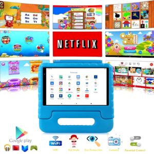 FACETEL Kids Tablet 8 inch Android 13 Tablet for Kids 7GB RAM 64GB ROM TF 512GB Parental Control, Puzzle Game, Bluetooth 5.0, Education, Dual Camera, Toddler Tablet with 3600mAh Netflix YouTube, Blue