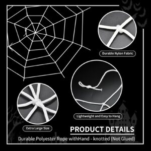 3 FT Halloween Giant String Rope Spider Web Decorations - Round Fake Spider Elastic Belt Props for Window Indoor Outdoor Yard Porch Haunted House Decor