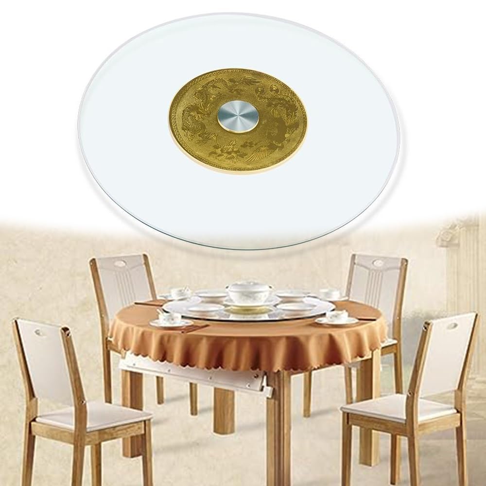 VERDDE Tempered Glass Lazy Susan 20in 30in Turntable 360 Degree Swivel Round Dining Table Large Tabletop Serving Plate - 360 Degree Swivel (Size : 70cm/28in)