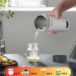 Sekaer Travel Portable Electric Kettle, Small Tea Kettle Coffee Mini Hot Water Boiler, 400mL & 304 Stainless Steel, with 4 Variable Presets and Auto Shut-Off SKE-840W