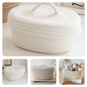 Amosfun Basket Cotton Rope Woven Basket Multi-Functional Household Woven Container Nordic Style Storage Basket Hamper