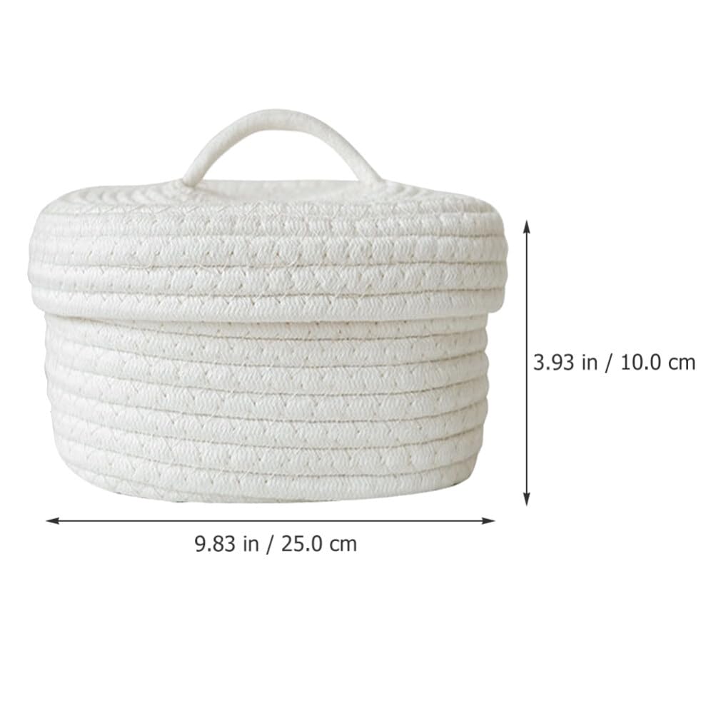 Amosfun Basket Cotton Rope Woven Basket Multi-Functional Household Woven Container Nordic Style Storage Basket Hamper