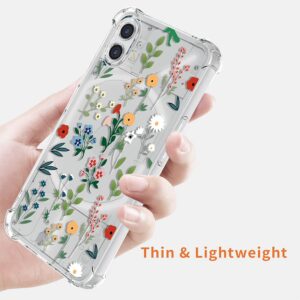 KOARWVC Case for Nothing Phone 2 Case, A065 with HD Screen Protectors, Clear with Design TPU Shock Absorption Slim Garden Floral Pattern Protective Back Cover Cases for Nothing Phone 2 Spring Floral