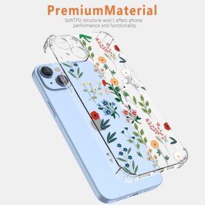 KOARWVC Case for Nothing Phone 2 Case, A065 with HD Screen Protectors, Clear with Design TPU Shock Absorption Slim Garden Floral Pattern Protective Back Cover Cases for Nothing Phone 2 Spring Floral