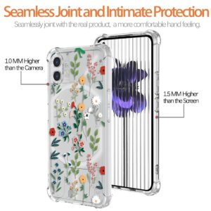 KOARWVC Case for Nothing Phone 2 Case, A065 with HD Screen Protectors, Clear with Design TPU Shock Absorption Slim Garden Floral Pattern Protective Back Cover Cases for Nothing Phone 2 Spring Floral