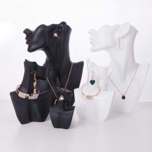 Homeanda Resin Necklace Pendant Chain Earring Jewelry Jewellry Bust Mannequin Organizer Holder Stand(Black)