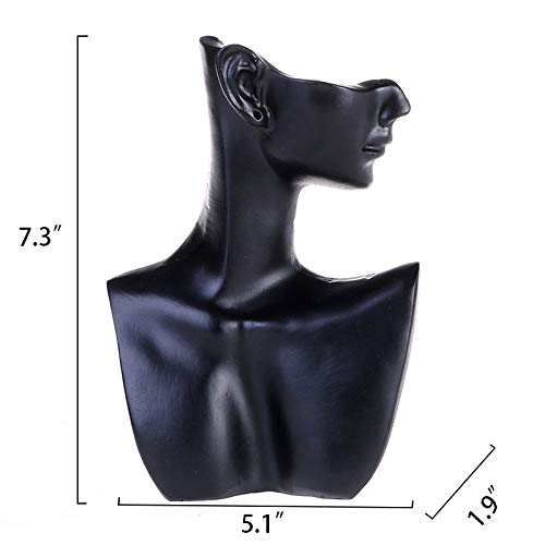 Homeanda Resin Necklace Pendant Chain Earring Jewelry Jewellry Bust Mannequin Organizer Holder Stand(Black)