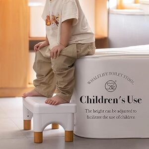 Toilet Stool,Poop Stool Adult for Bathroom Toilet Stool Squat Adult (White, Plastic Feet)
