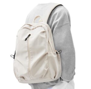 wepoet school backpack for teens boys girls cute bookbag high school bag waterproof casual daypack college backpack for women men student travel backpack（beige）