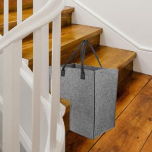 Small Basket L-Shape Stair Basket Organizer, Foldable Stair Baskets, Fabric Staircase Storage Organizer with Leather Handles, Stair Tidy Basket Bin for Laundry Basket