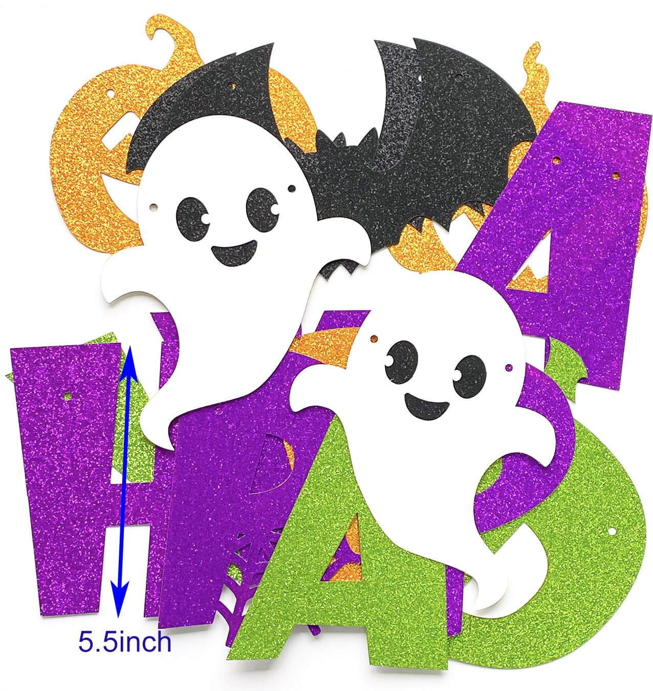 Happy Boo Day Banner Halloween Ghost Pumpkin Bat Theme decoration, colorful Happy booday Sign for Kids Boy Girl Birthday Halloween Festival Holiday Party Decorations