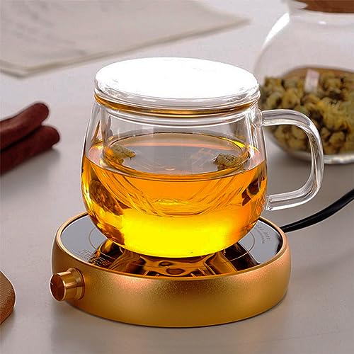 Hantran Tea Infuser Cups with Strainer and Lid, 13 ounce Heat Resistance Borosilicate Glass Teacups for Blooming Tea & Loose Leaf Tea, Microwave & Dishwasher Safe - For Tea Lovers
