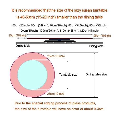 BPILOT Swivel Turntable Lazy Susan，Round Tempered Glass Table Top With Heavy Duty Aluminium Alloy Smooth Swivel Plate For Serving Trade Show Displays,customizable (Color : Clear, Size : 85cm)