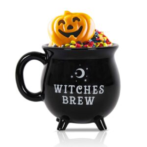 istool witch brew cauldron coffee mug, 300ml/10oz ceramic coffee cups, cute halloween water cups, summer winter drinkware, birthday halloween gifts