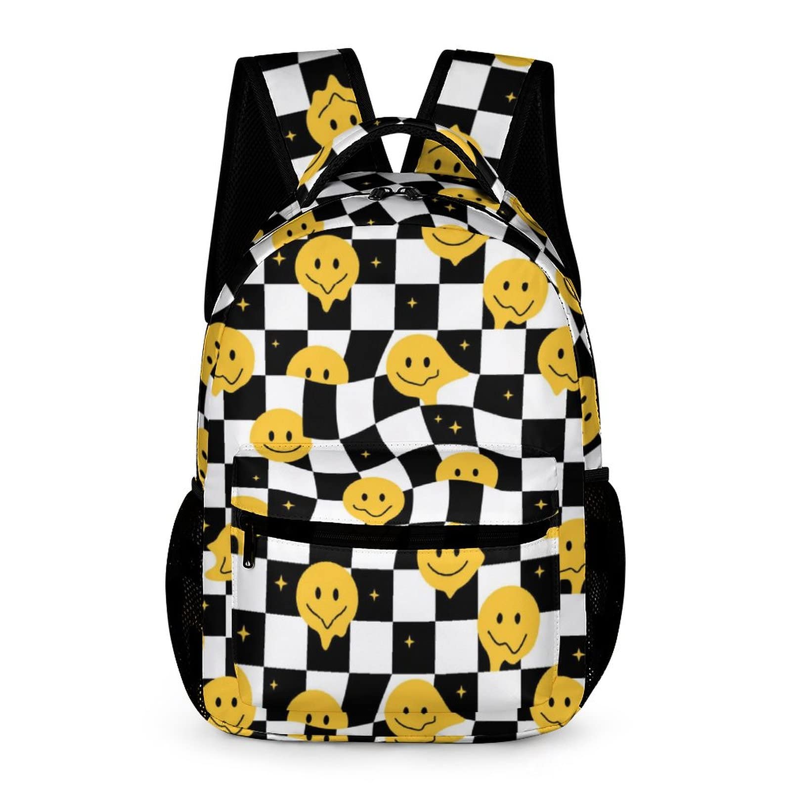 Juoritu Funny Smile Faces Geometry Prints Backpack, Lightweight Casual Backpack, Bookbag for Men Women